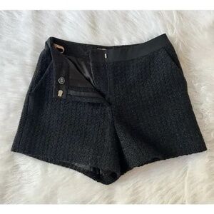 Ted Baker New Tweed Lined Black Suit Shorts Metallic blue flecks size 0 (2)